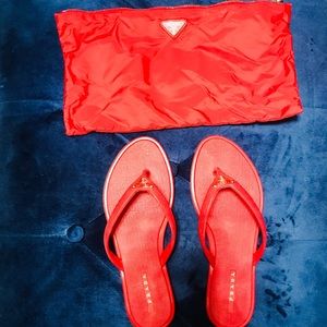 Prada Red Flip Flops